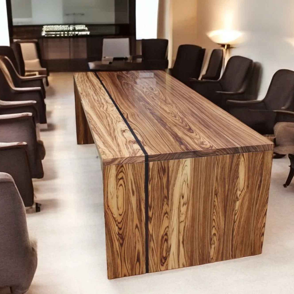 Modern Rectangular Zebrano & Wenge Boardroom Table Custom Office Desk