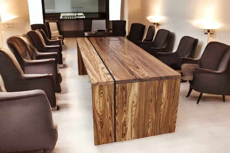 Modern Rectangular Zebrano & Wenge Boardroom Table Custom Office Desk