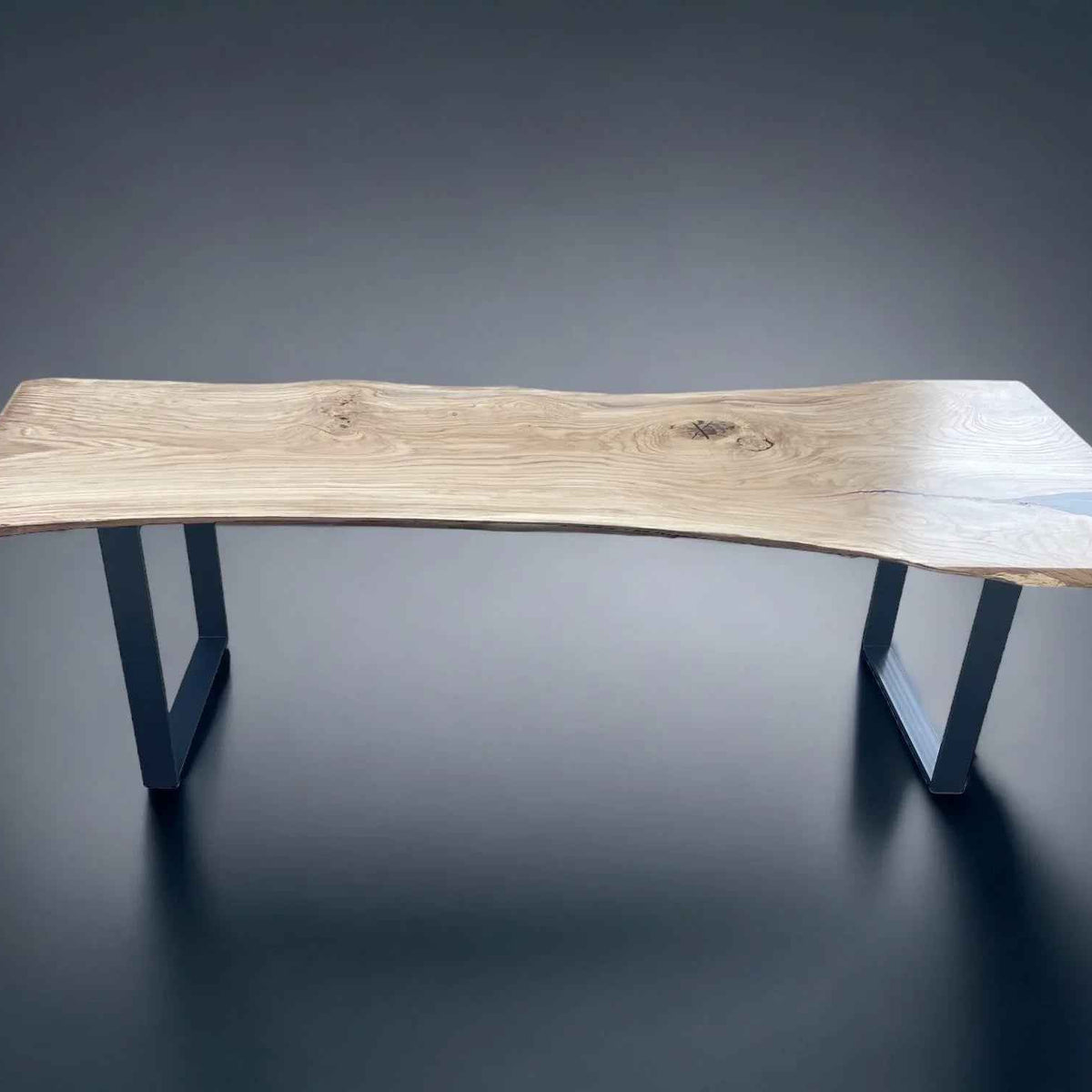 Live Edge Dining Table Solid Oak Monolith with Metal Legs