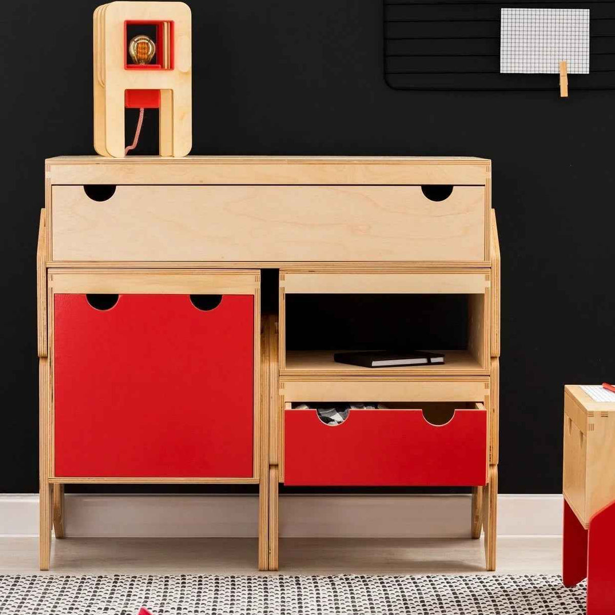 Personalized KIDS PLAYROOM FURNITURE For Toy Storage - Turquoise Color Solid Wood Nursery Shelf, Cupboard Bedroom Organization