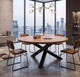 Handcrafted Solid Oak Round Dining Table with X-Frame Base