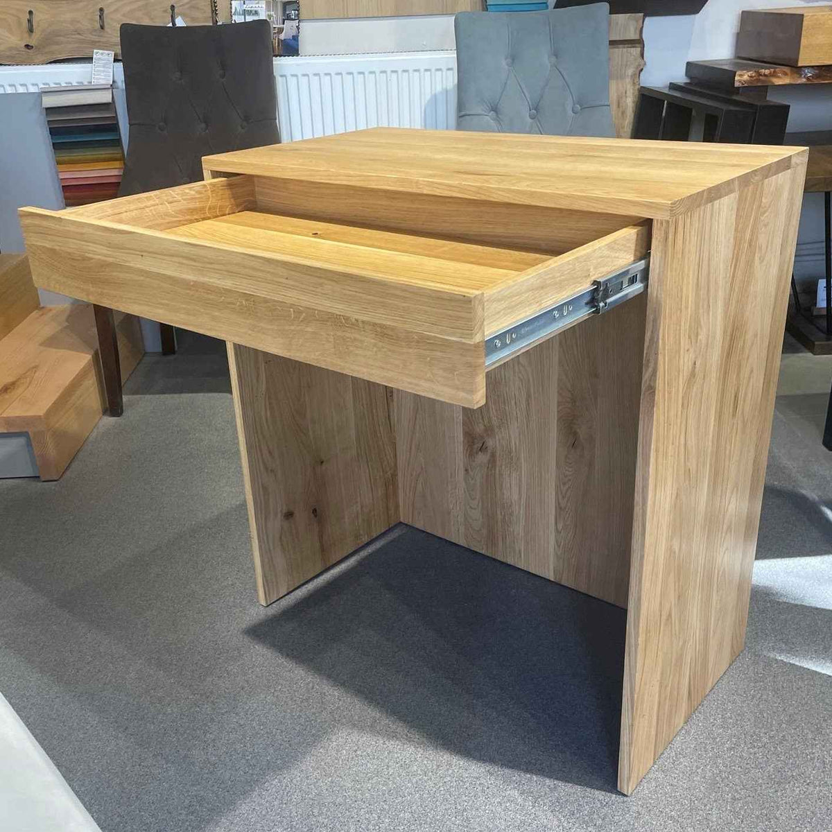 Small Solid Oak Desk with Drawer – Compact Reception or Home Office Counter