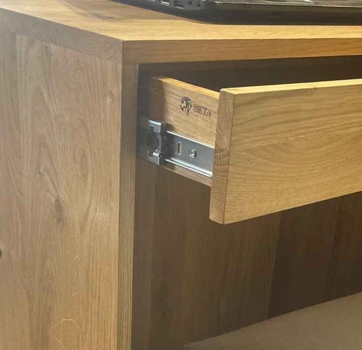 Small Solid Oak Desk with Drawer – Compact Reception or Home Office Counter