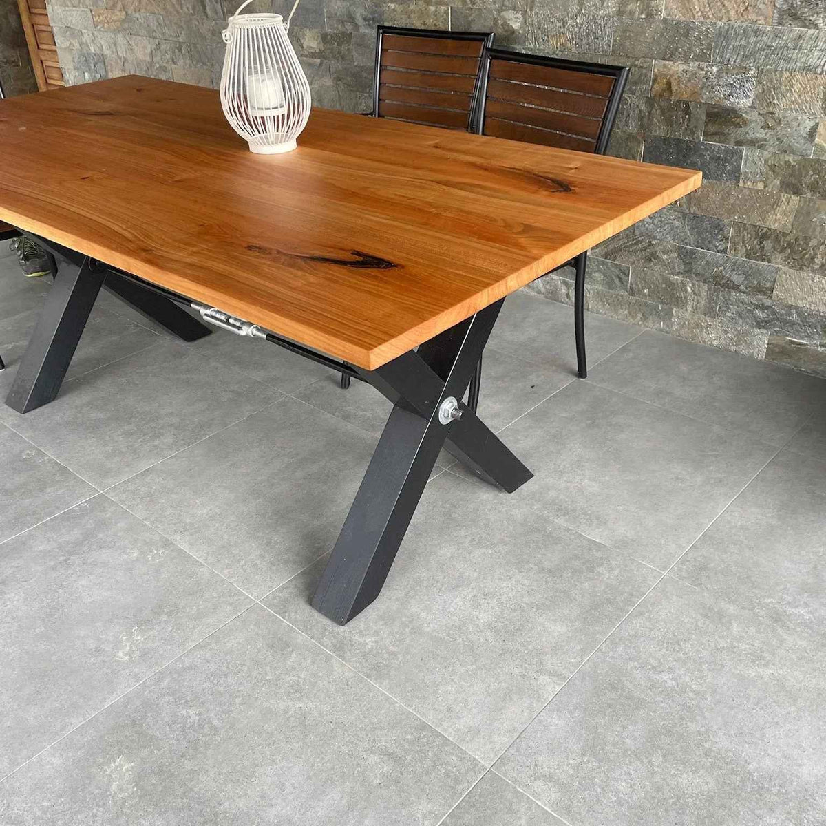 Versatile Solid Wood Dining Table / Desk with Modern X-Base