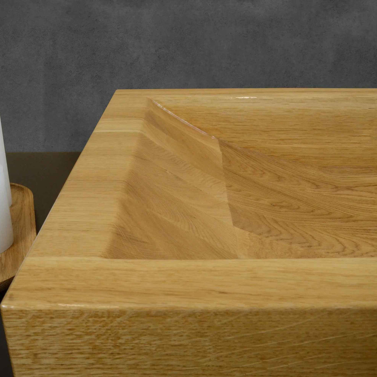 OKTAQUA Handcrafted Oak Wood Bathroom Sink (Model 004)