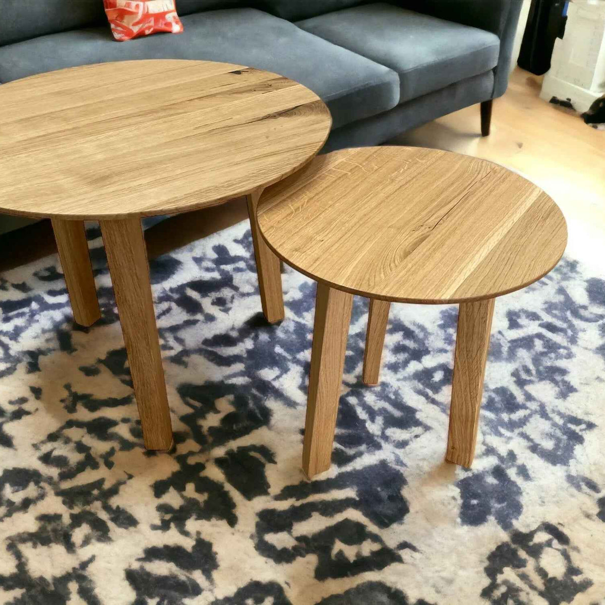 Modern Nesting Oak Coffee Table Set