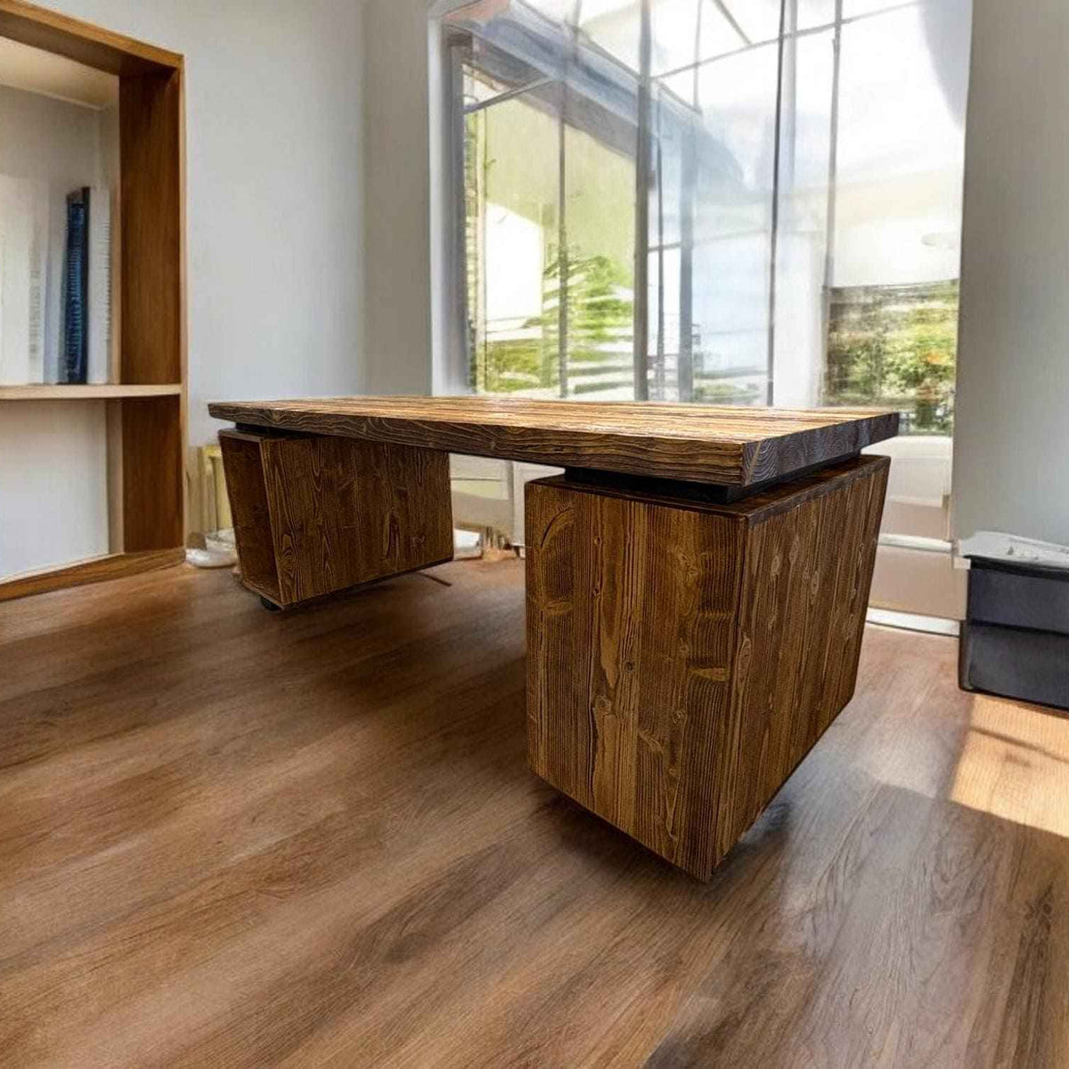 Modern Solid Wood Office Desk Custom Industrial Workstation with Storage